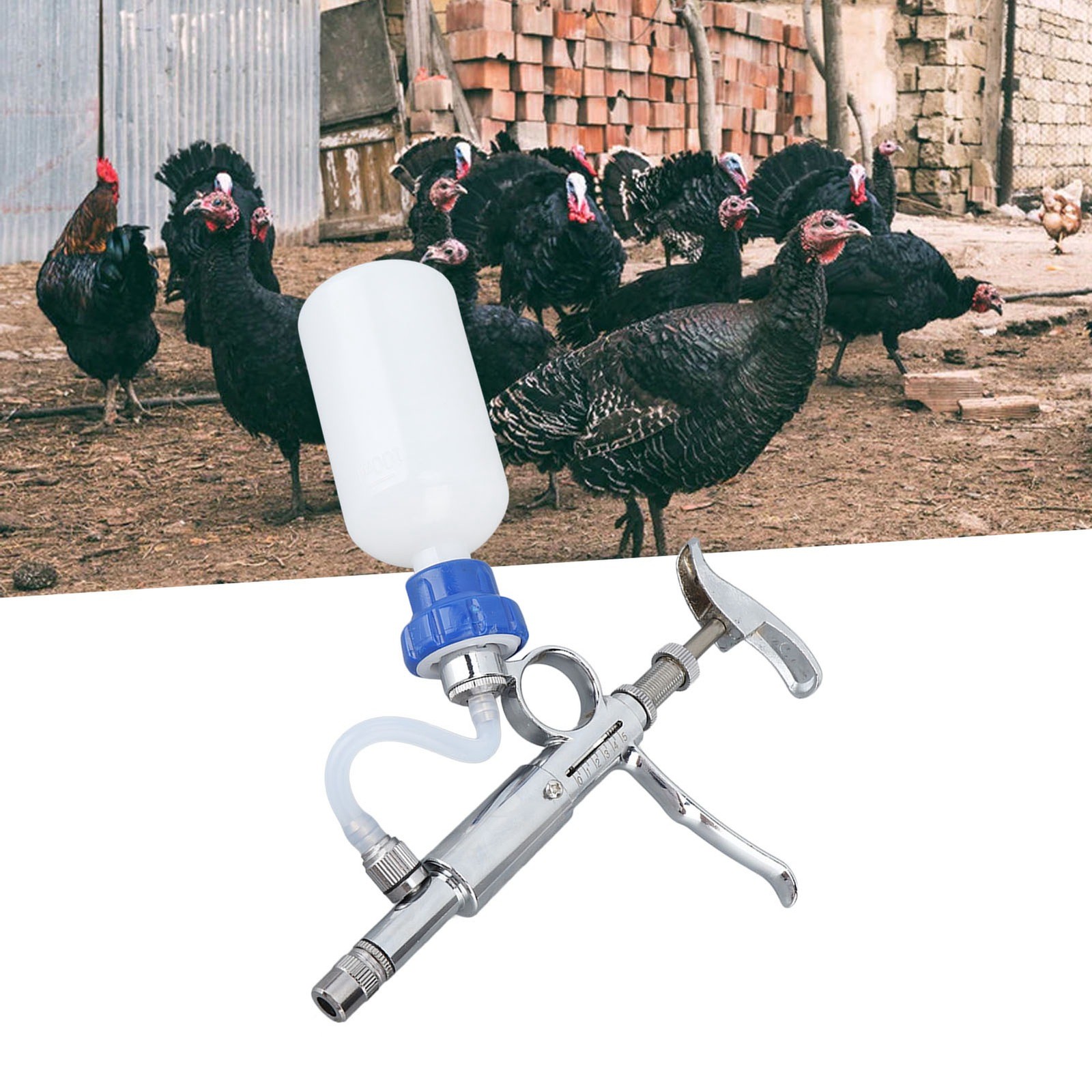 Adjustable Continuous Injection Syringe Stainless Steel Plastic Animal US