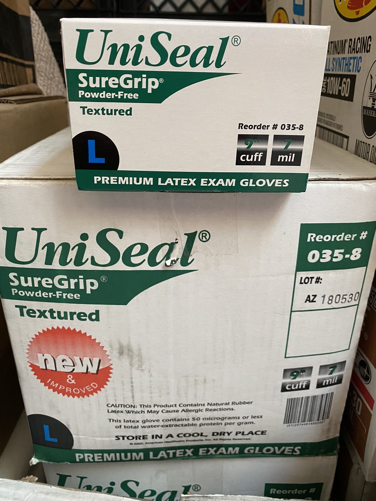UniSeal Plus Sure Grip 100 Exam Gloves Size L-9 Mil Powder Free textured X Pro