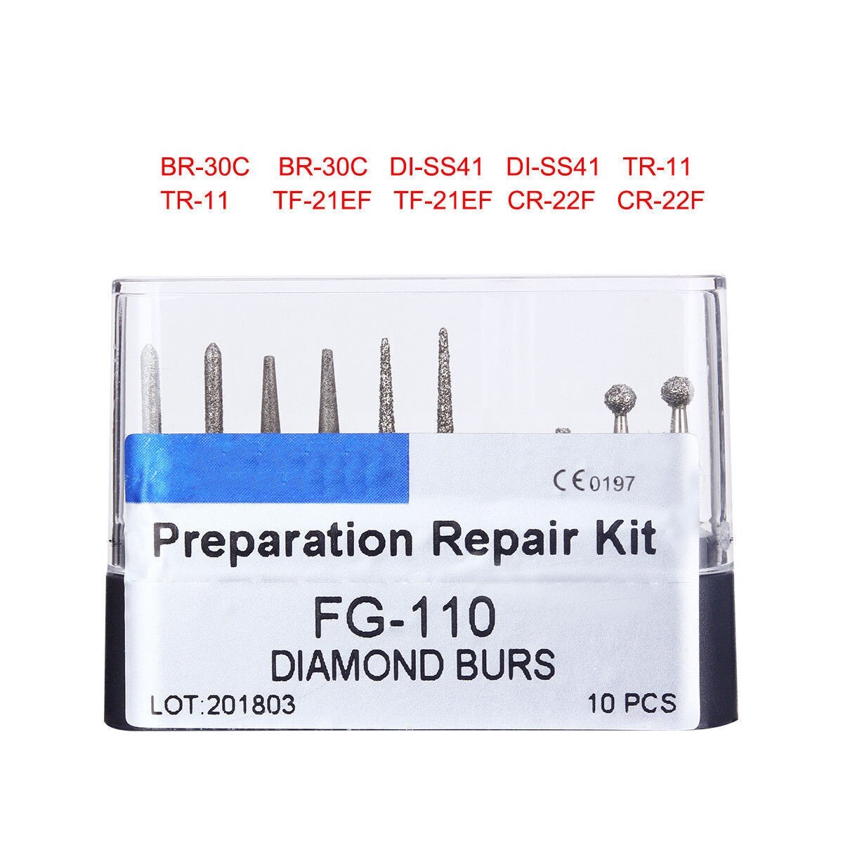 10 Pcs/Box Dental Diamond Burs Kit Composite Polishing Fit High Speed Handpiece