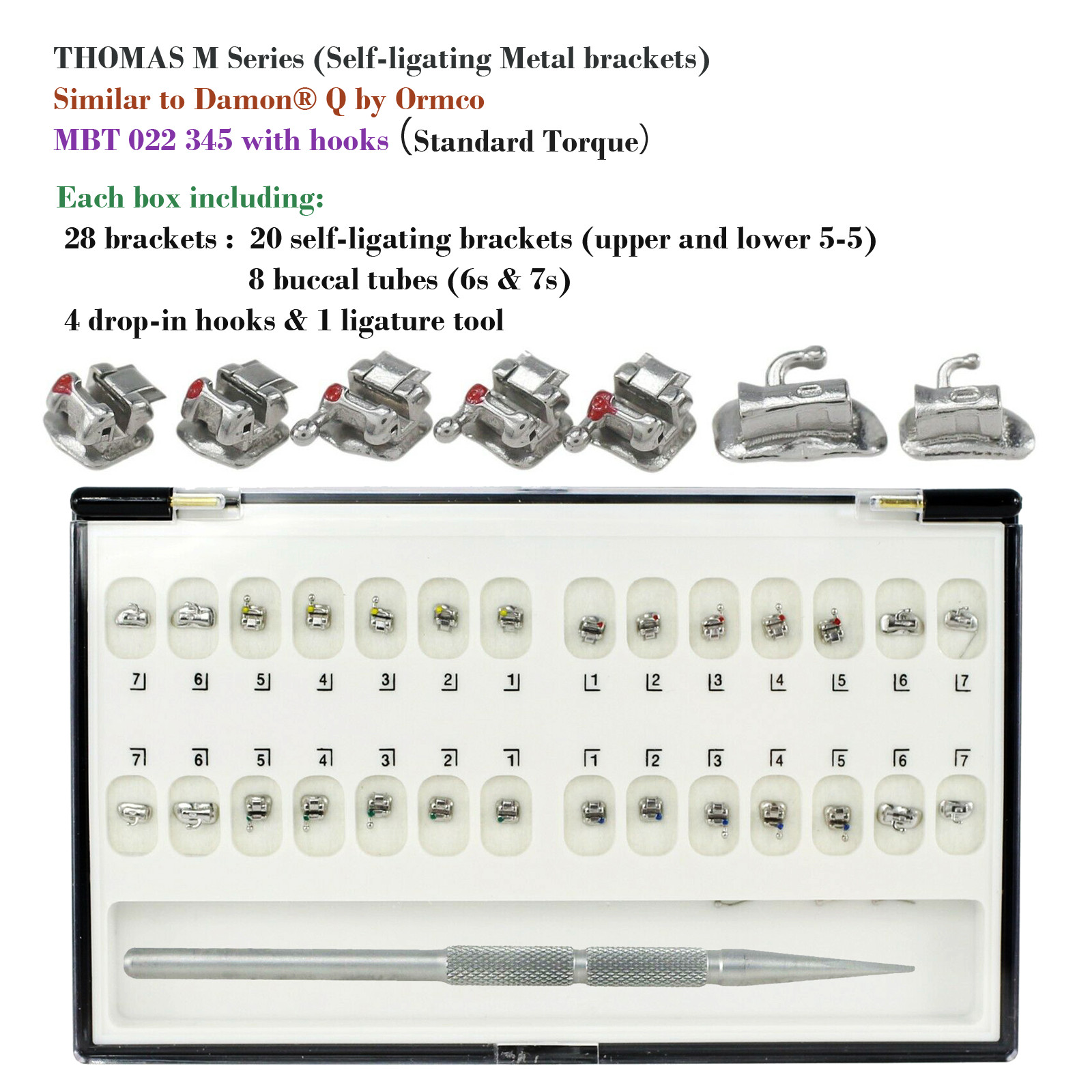 Dental Orthodontic Brackets Braces Mini Standard Roth MBT.022 Damon Q Empower