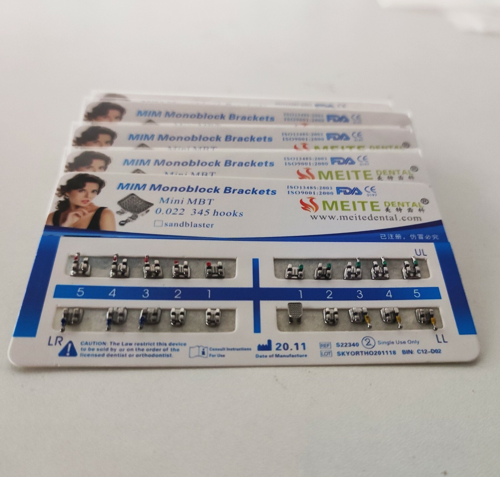 10 Sets Dental Brackets Braces Mini MBT 022 345 Hooks Mesh Base MIM Monoblock