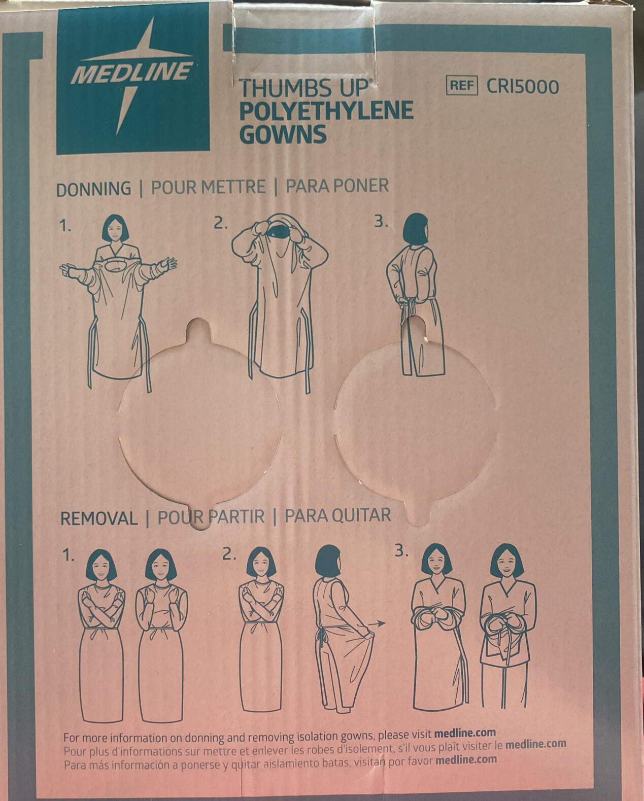 Medline Thumbs Up Standard Polyethylene Gowns Blue Size-L