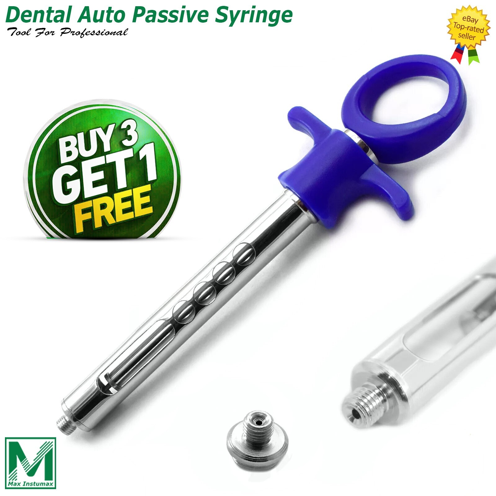 Dental Auto Passive Anesthesia Self Aspirating Syringe Blue 1.8ml with Thread