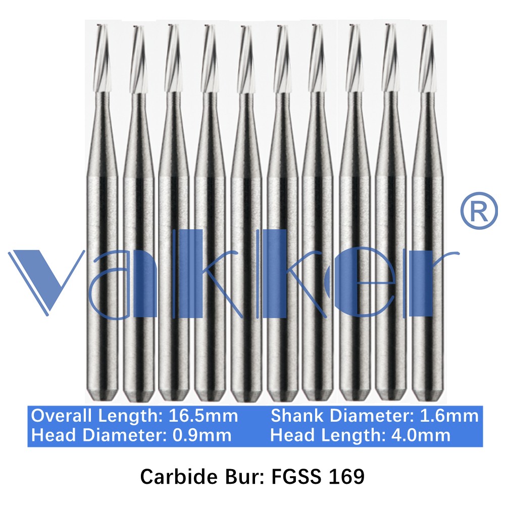 10-100pc Vakker Dental Carbide Burs FGSS169 FG Short Shank Bits Taper Flat End