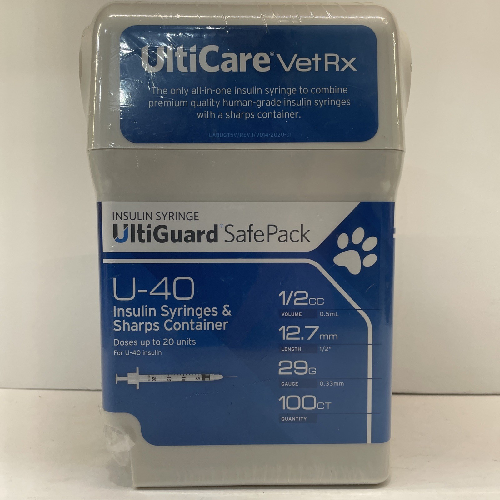 UltiCare UltiGuard SafePack U-40, U-40 1/2cc 29Gx1/2″ whole unit markings, self