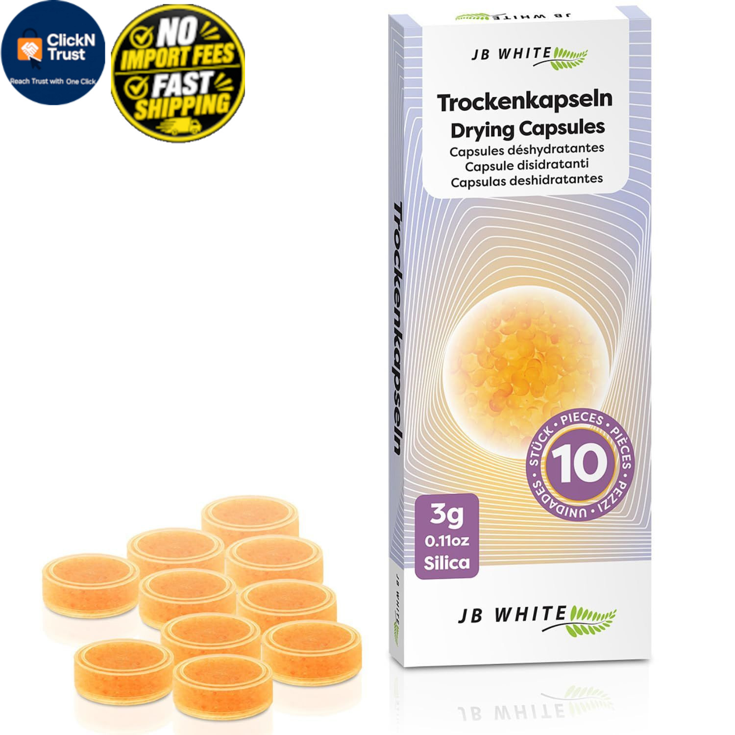 10 Pieces Hearing Aid Drying Capsules C&C Dry-Cap for Phonak, 10x, Orange