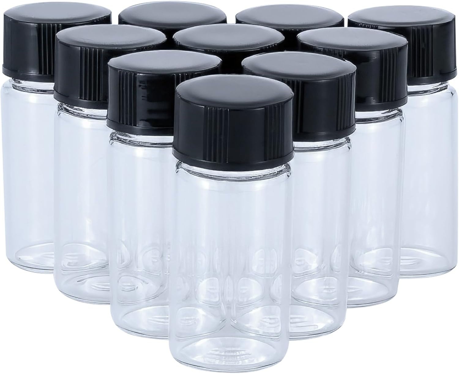 5mL (1/6 oz) Mini Clear Glass Vials with Plastic Screw Caps for Travel Jewelry
