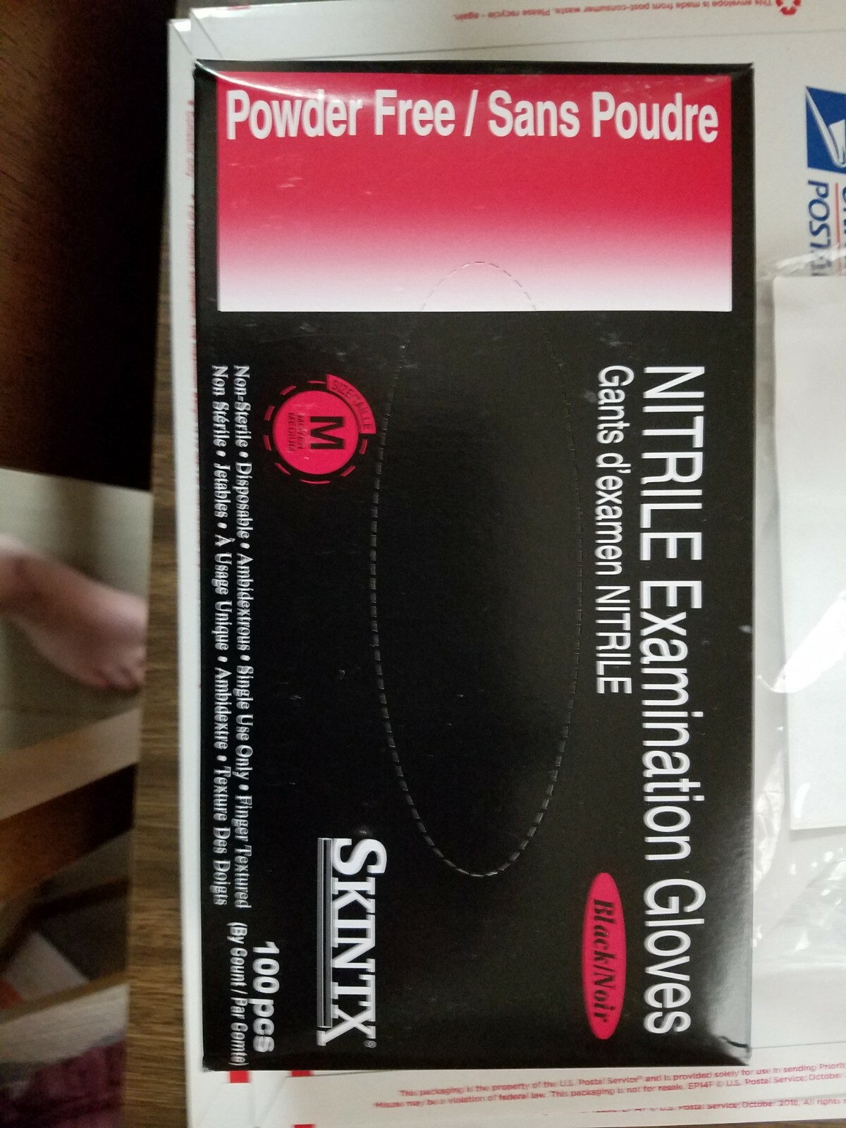SKINTX BLACK NITRILE EXAM PF GLOVES – LARGE