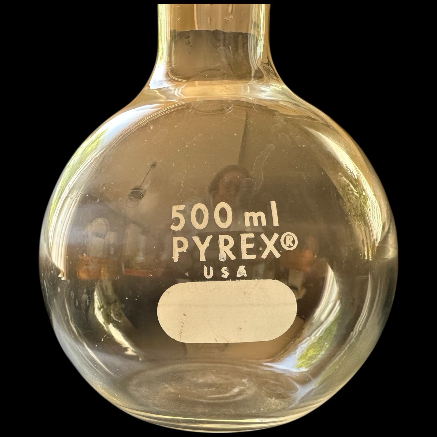 Pyrex Beaker 500mL Neck Round Distill Flask Science Home School College Flat 7″