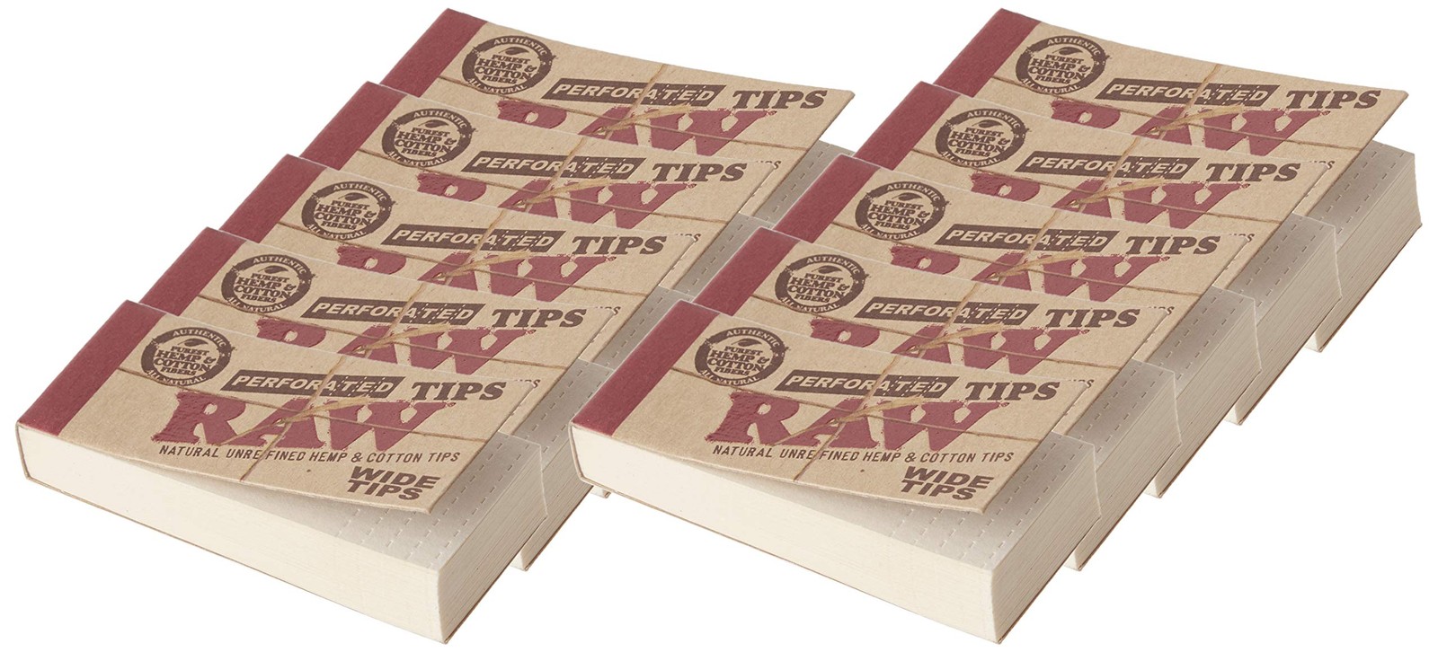 Raw Rolling Papers Perforated Wide Cotton 50 Count (Pack of 10), Yellow