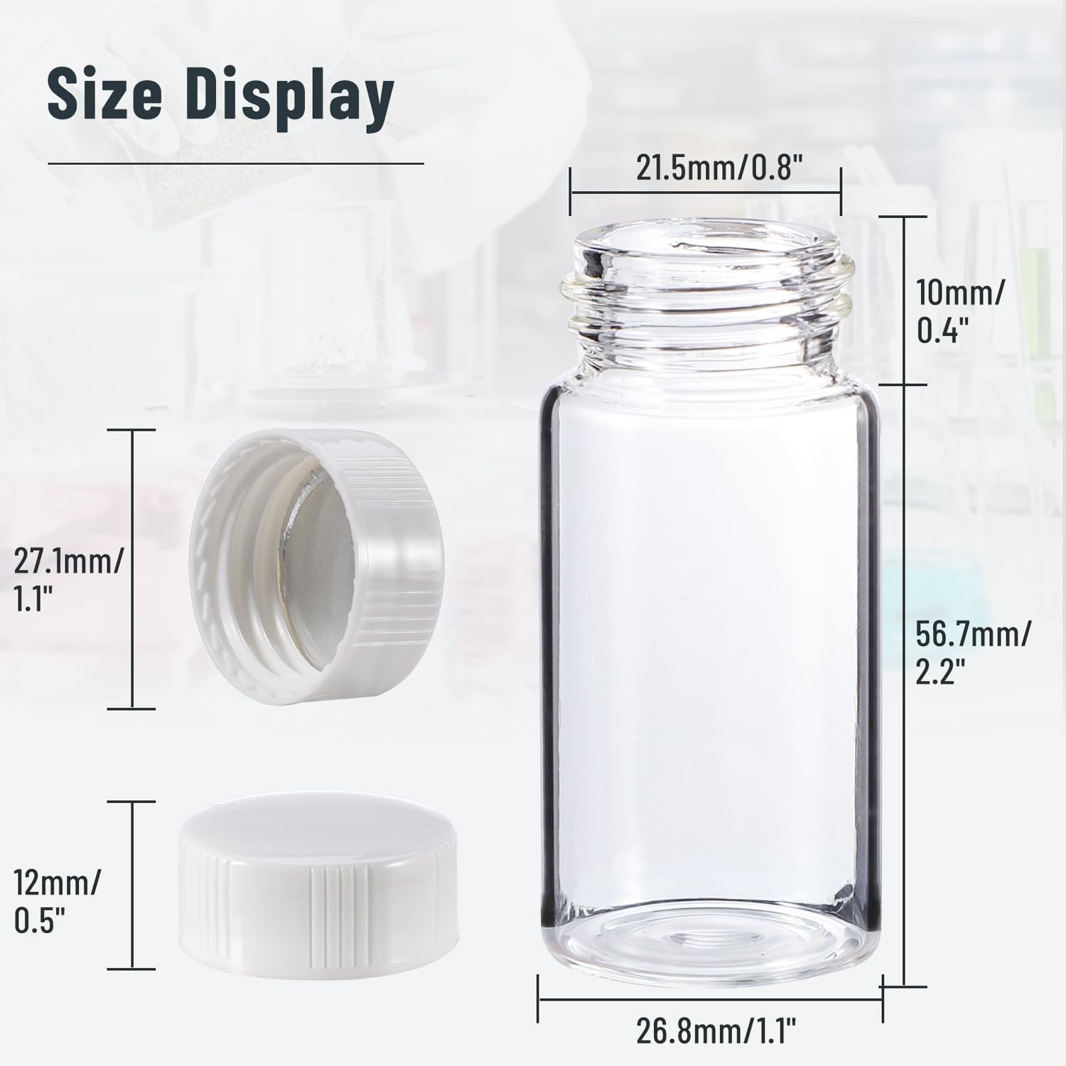 20ml Scintillation Vials Transparent Borosilicate Glass Counting Vial 100/500Pcs