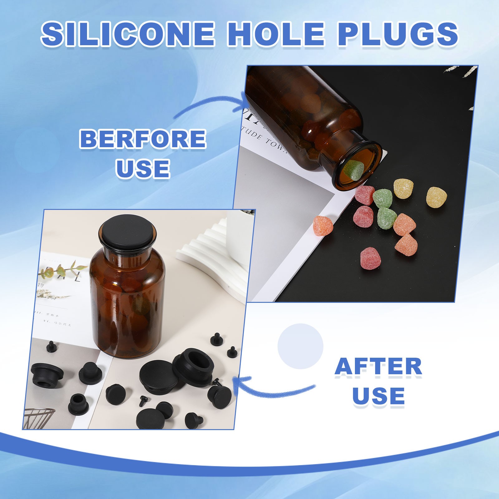 25Pcs T Shaped Solid Silicone Stopper Dia 12.5mm/0.49 Inch Rubber Hole Plugs