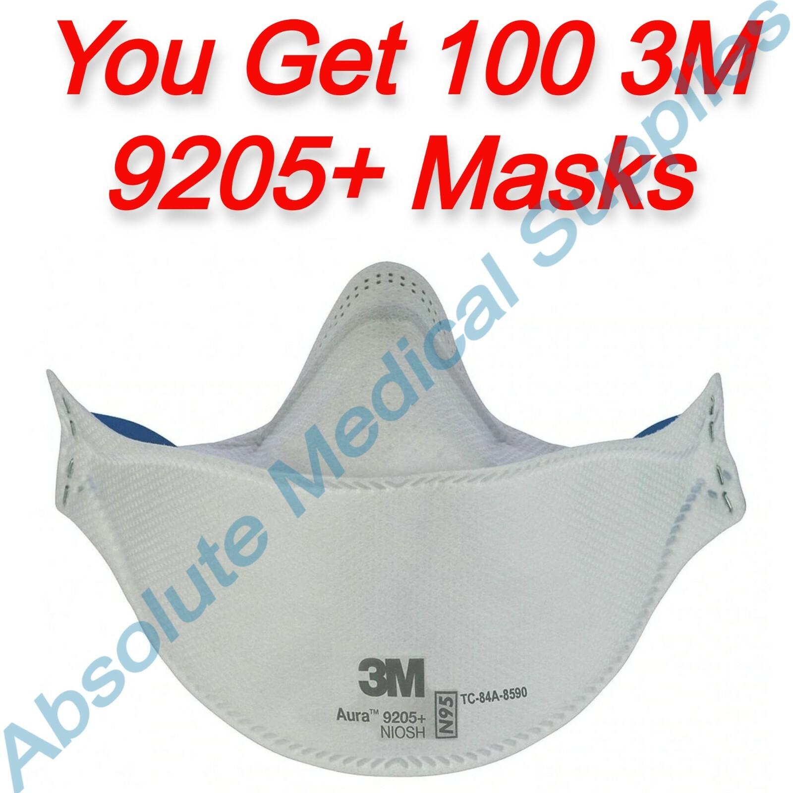 *100-Pack* 3M Aura N95 Protective Disposable Respirator Face Mask 9205+