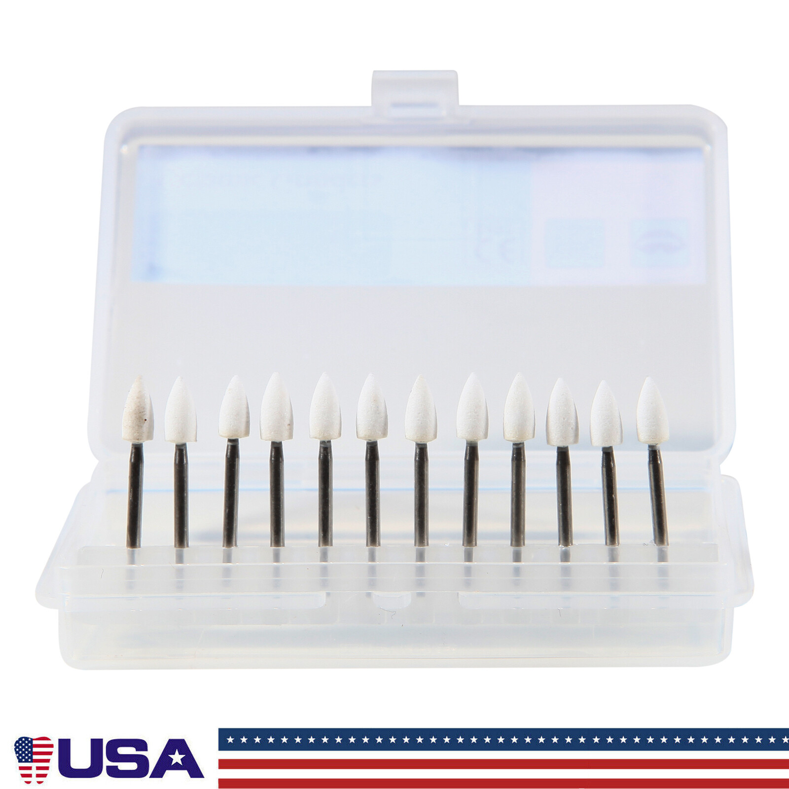 Dental White Stones Polishing FG burs Flame Cone shape Arkansas Stone 12pc/Box