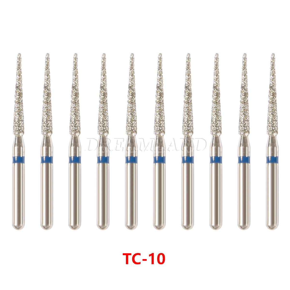 100 PCS TC-10 859-012 Taper Conical End Blue Medium Grit FG Sale Diamond Burs
