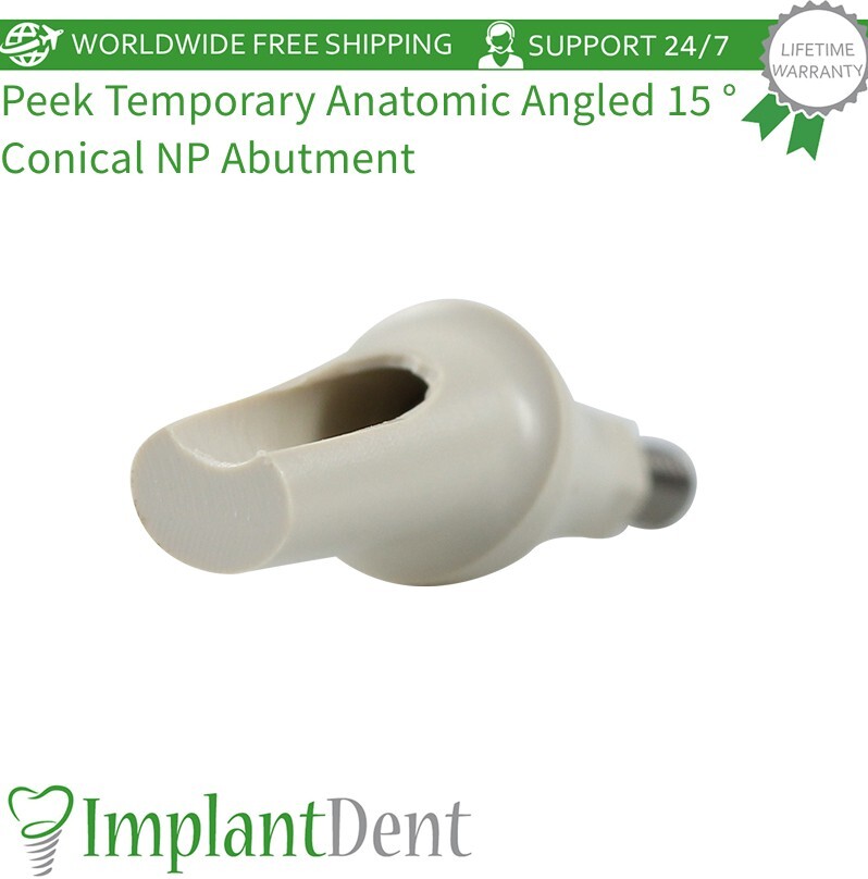 1x Peek Temporary Anatomic Angled 15°Prosthetic Dental Fixture Conical NP 2.25mm