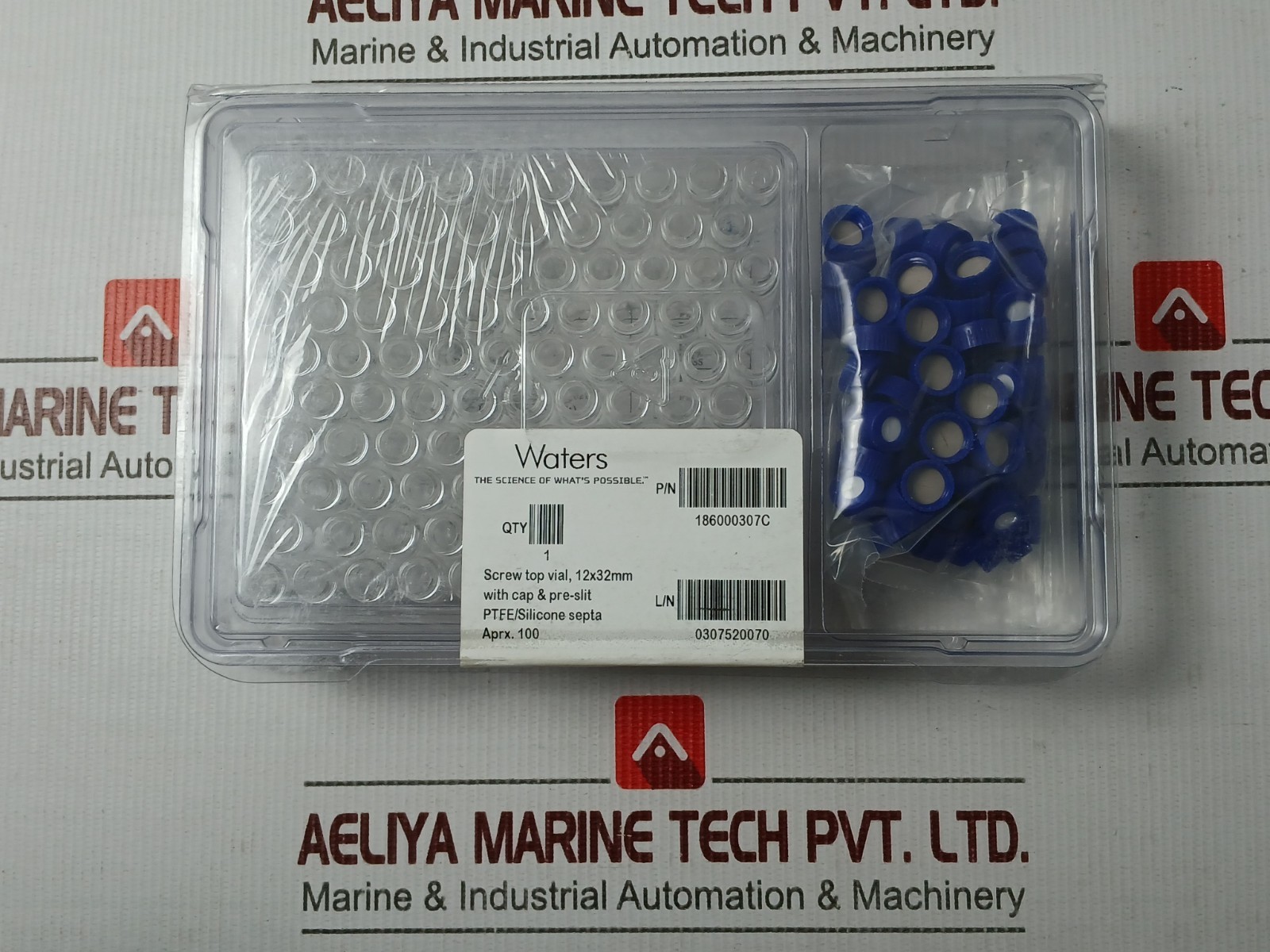 WATERS 186000307C Clear Glass Screw Neck Vial with Cap (1 Box = 100Pcs)