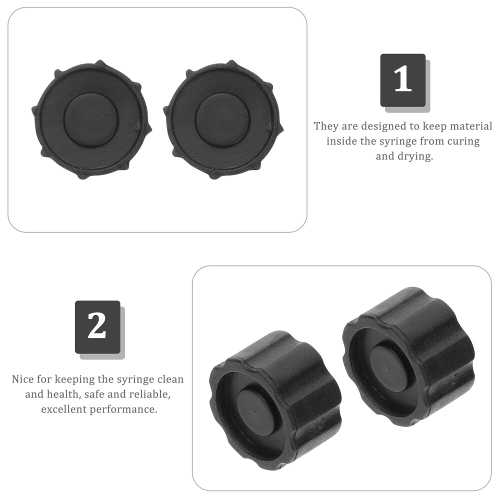 50PCS Syringe Tip Caps Black Syringe Adapter Plugs Dispensing Needle Tip Cap