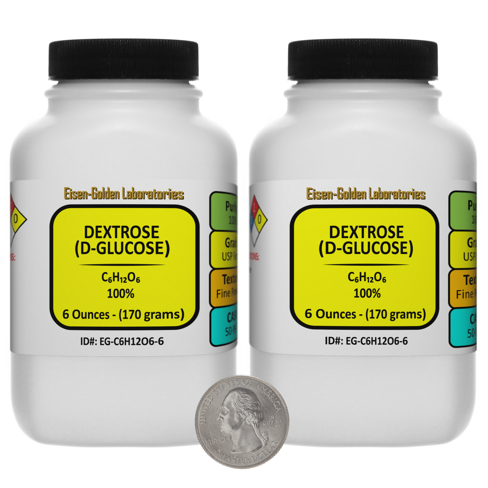 Dextrose [C6H12O6] 100% USP Food Grade Powder 12 Oz in Two Bottles USA