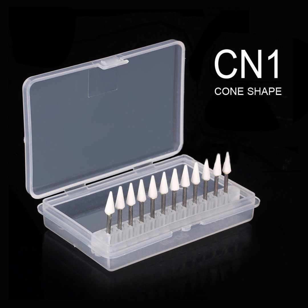 Dental White Stone Porcelain Resin Handpiece Polishing Burs FG Cone/Flame/Round