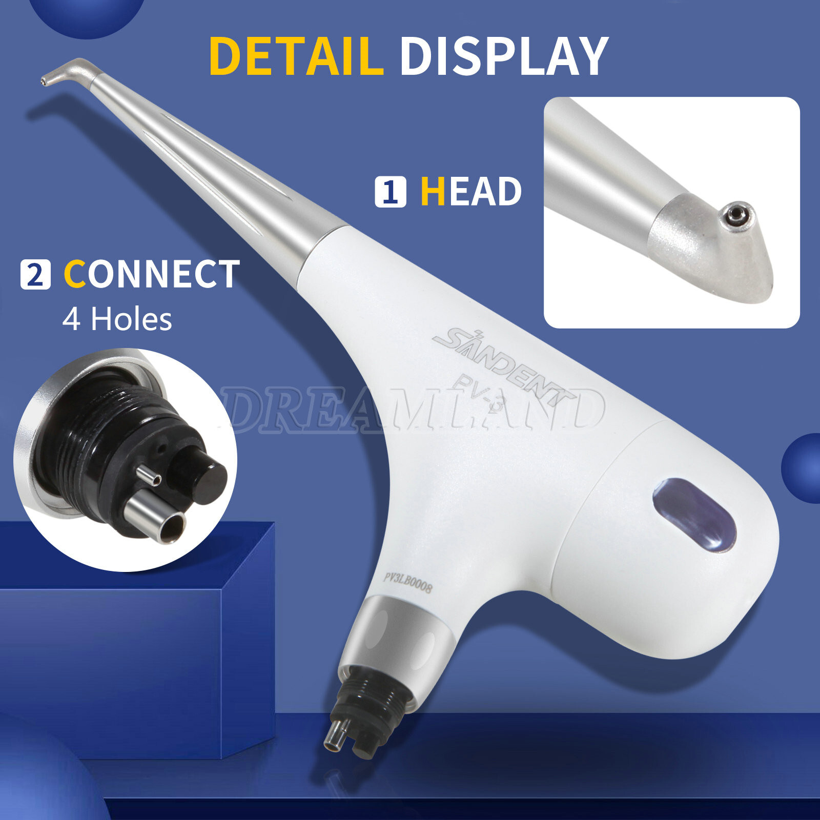 Dental 4 Hole Air Prophy Flow Teeth Polishing Polisher Handpiece Hygiene PV3