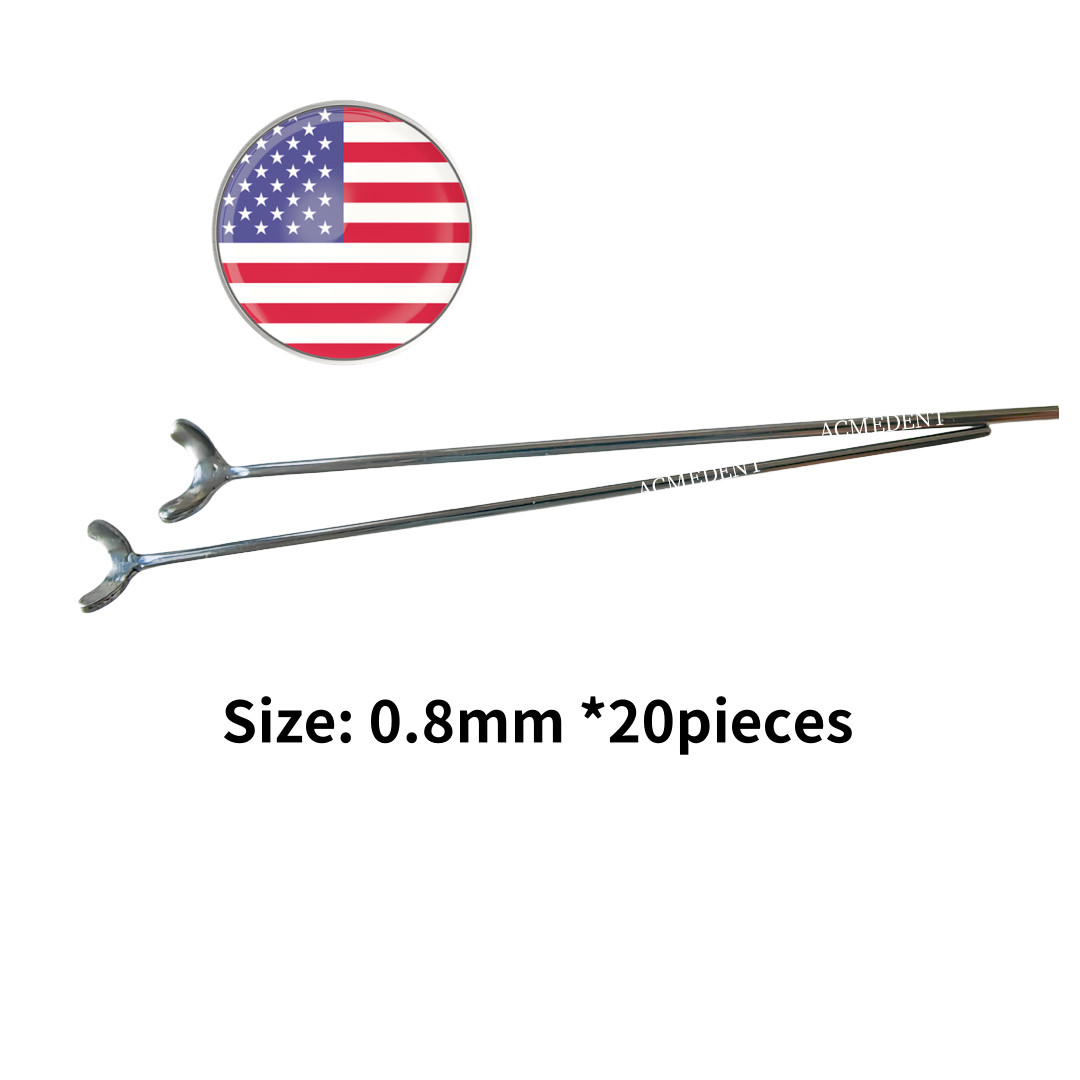 20Pcs 0.8mm Dental Ball Retainer J Clasp Oblique Clasps Bars Y-Type Scheu Style
