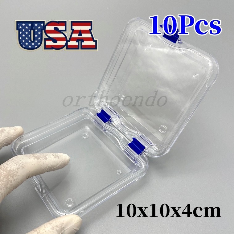 10x Denture False Inlay Teeth Membrane Case Hinged Display Jewelry Box 10x10x4cm