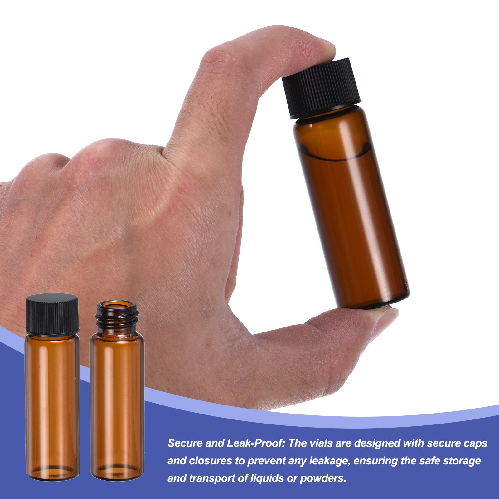 15ml Amber Glass Vials, 12 Pack Sample Vials Write-on Spot with Labels