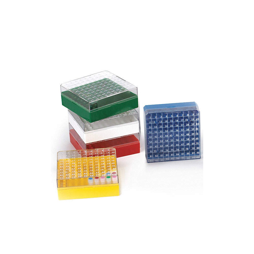 GLOBE SCIENTIFIC Cryogenic Vial Storage Box,Yellow,PK5 52JX38