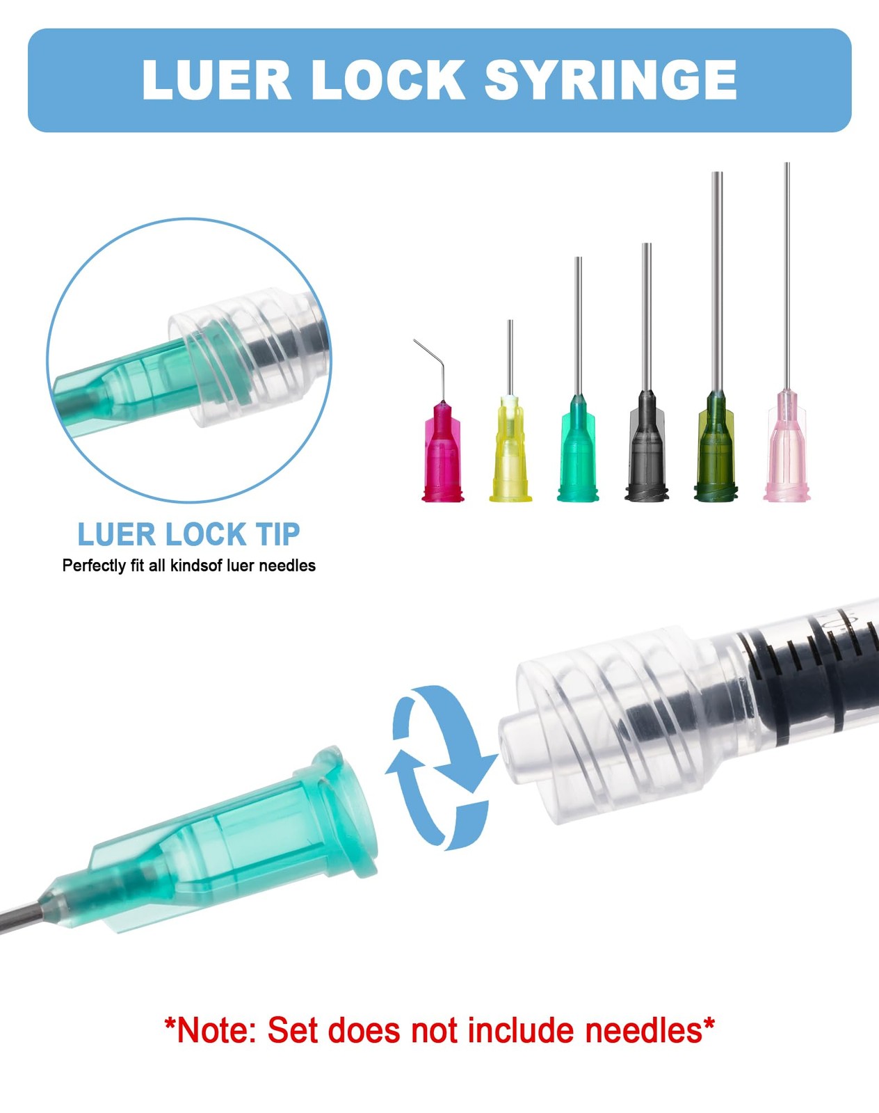 1mL Syringes without Needle, Luer Lock Syringe with Cap, Sterile Individually…