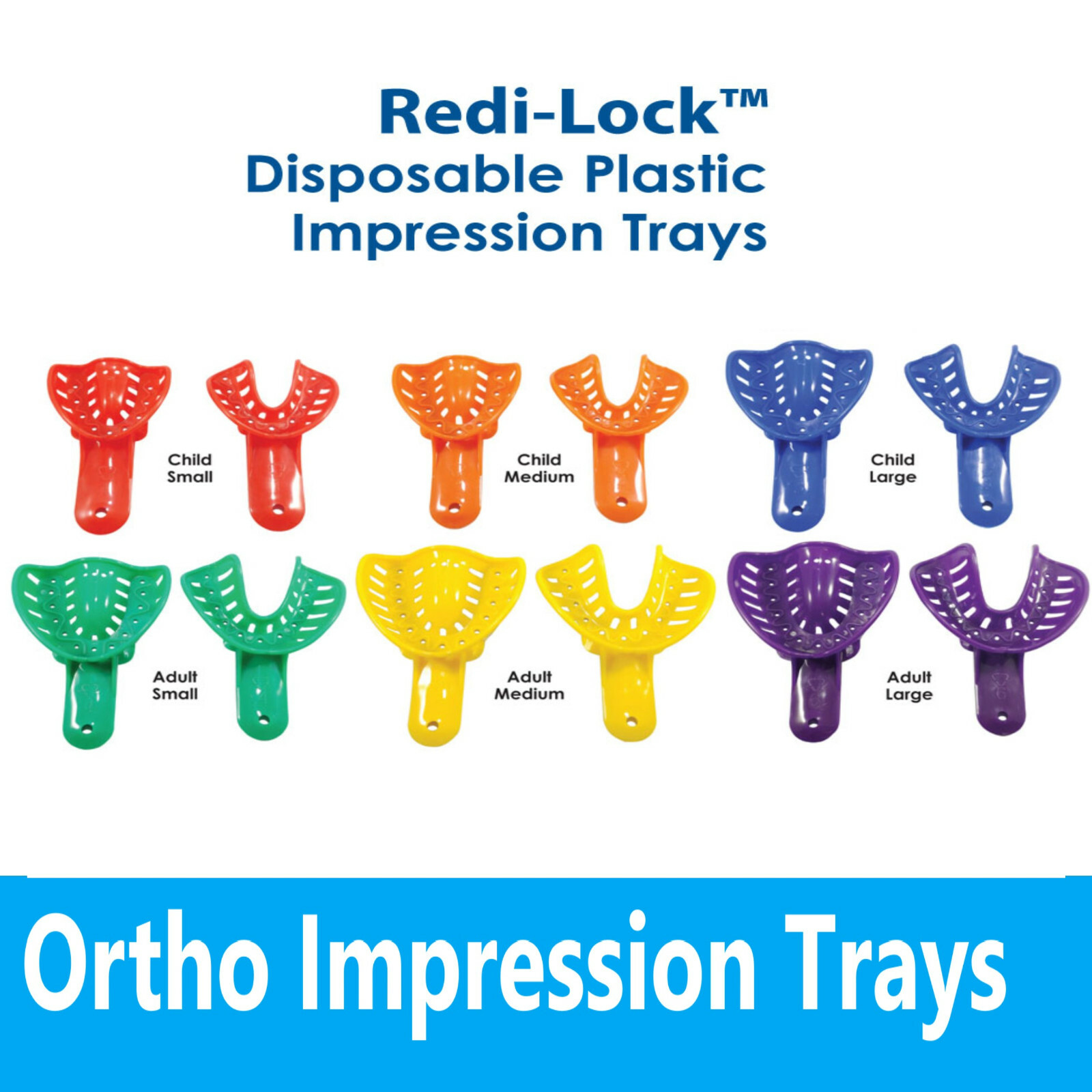 Ortho Impression Dental Trays Perforated Disposable For Child/Pedo Adult 10/bag