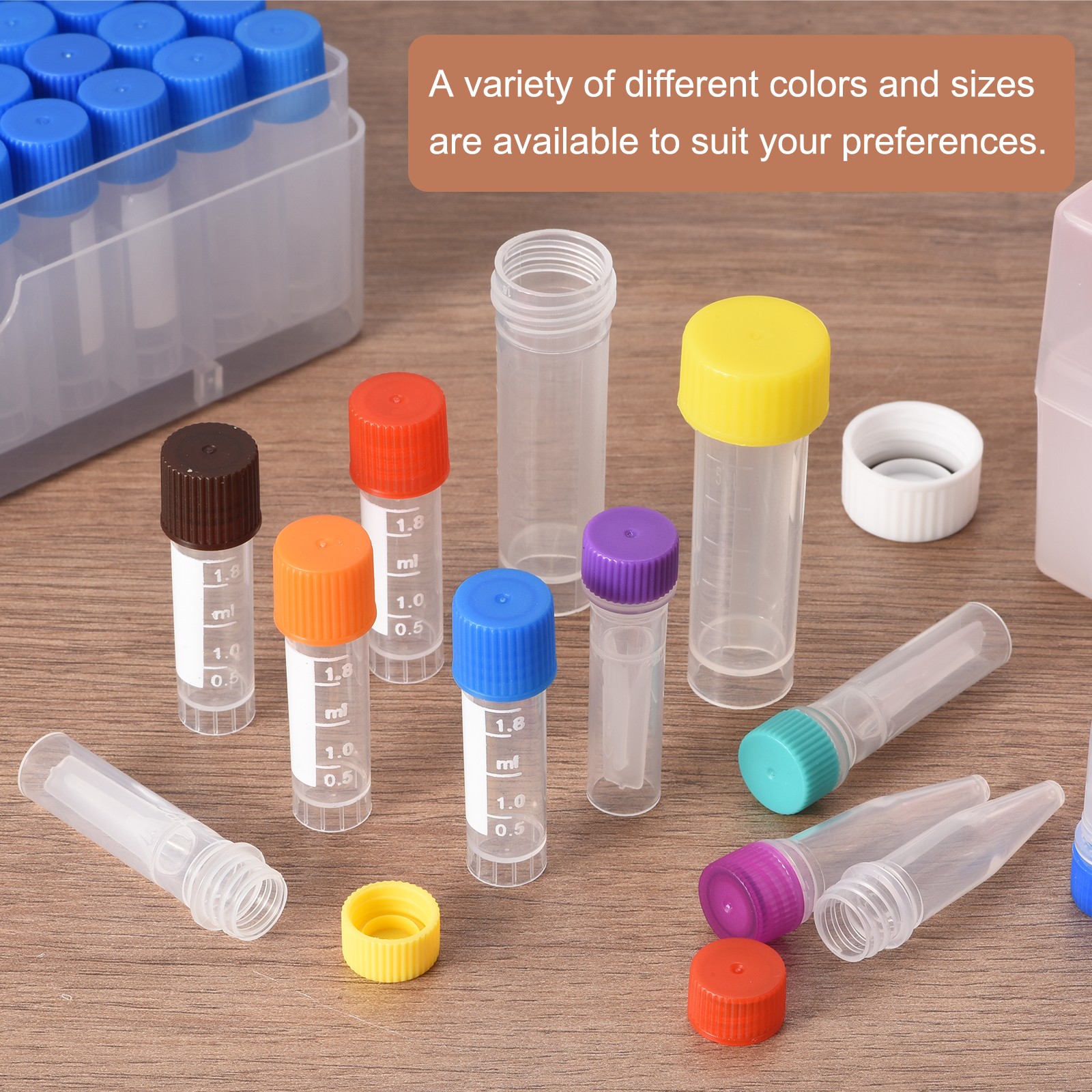 50 Pcs Plastic Vials, 2ml Cryogenic Vials Small Sample Test Tubes, Green
