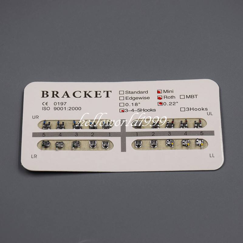 20 Pcs/Set Dental Metal Brace Brackets Orthodontic Mini Roth 022 Slot 345 Hooks