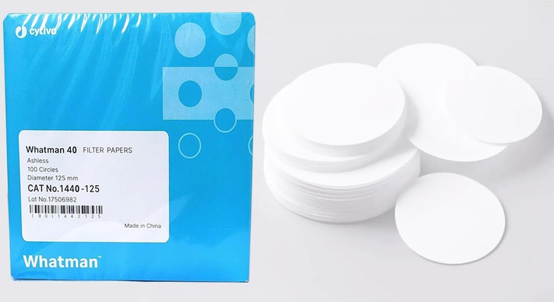 Whatman Filter Papers, Grade 40, 1440-125 Quantitative Round Sheets Pack of 100.