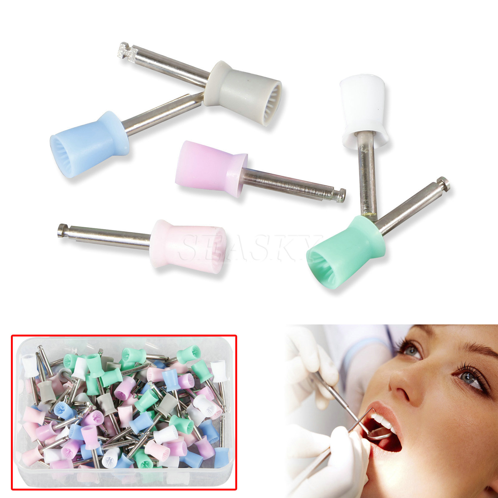 500pcs Dental Latch type Rubber Polishing Cups Brushes Tooth Prophy Polisher