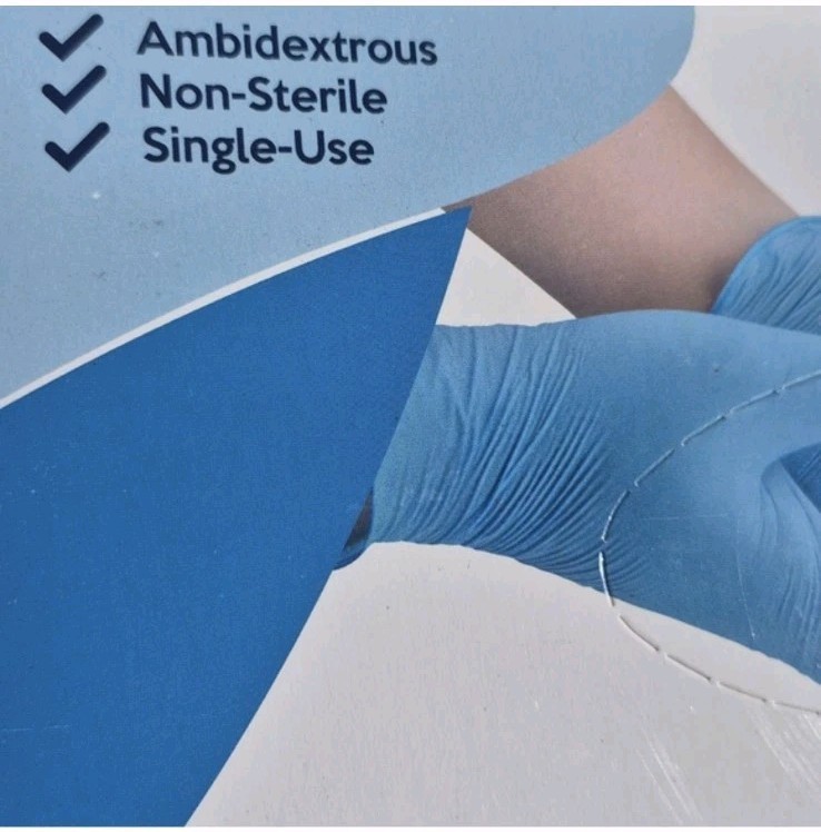 4 YANIBlue Salon/Examination Essentials Blue Nitrile Gloves, 100 a Box-Medium.