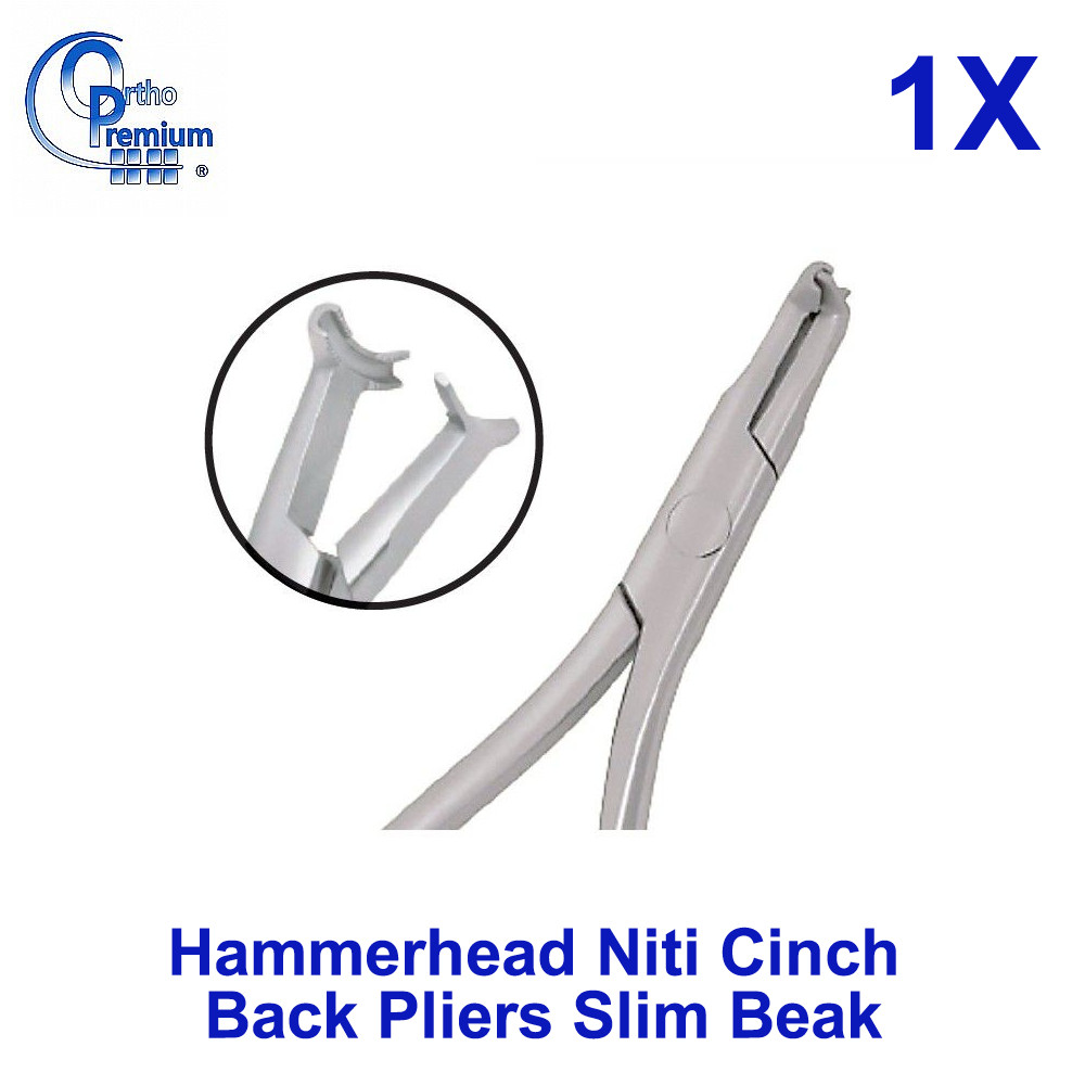 Dental Orthodontic OrthoPremium Hammerhead Niti Cinch Back Pliers Slim Beak