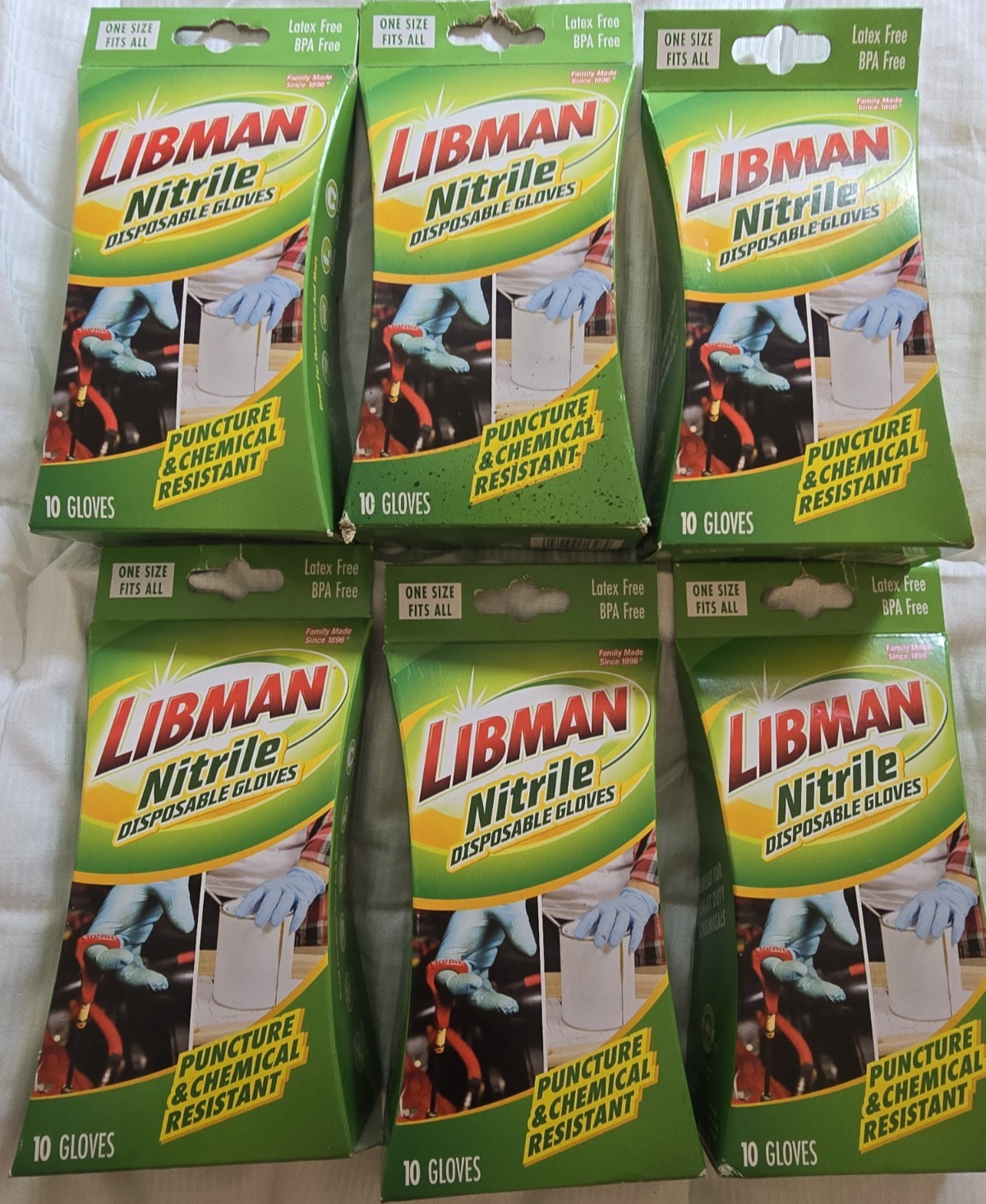 6 Packs of Libman Disposable Nitrile Gloves One Size Fits All 60 Gloves in All