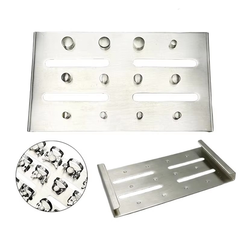 Dental Surgical Rubber Dam Clamp Blue/Sliver Instruments Endo With Tray Holder