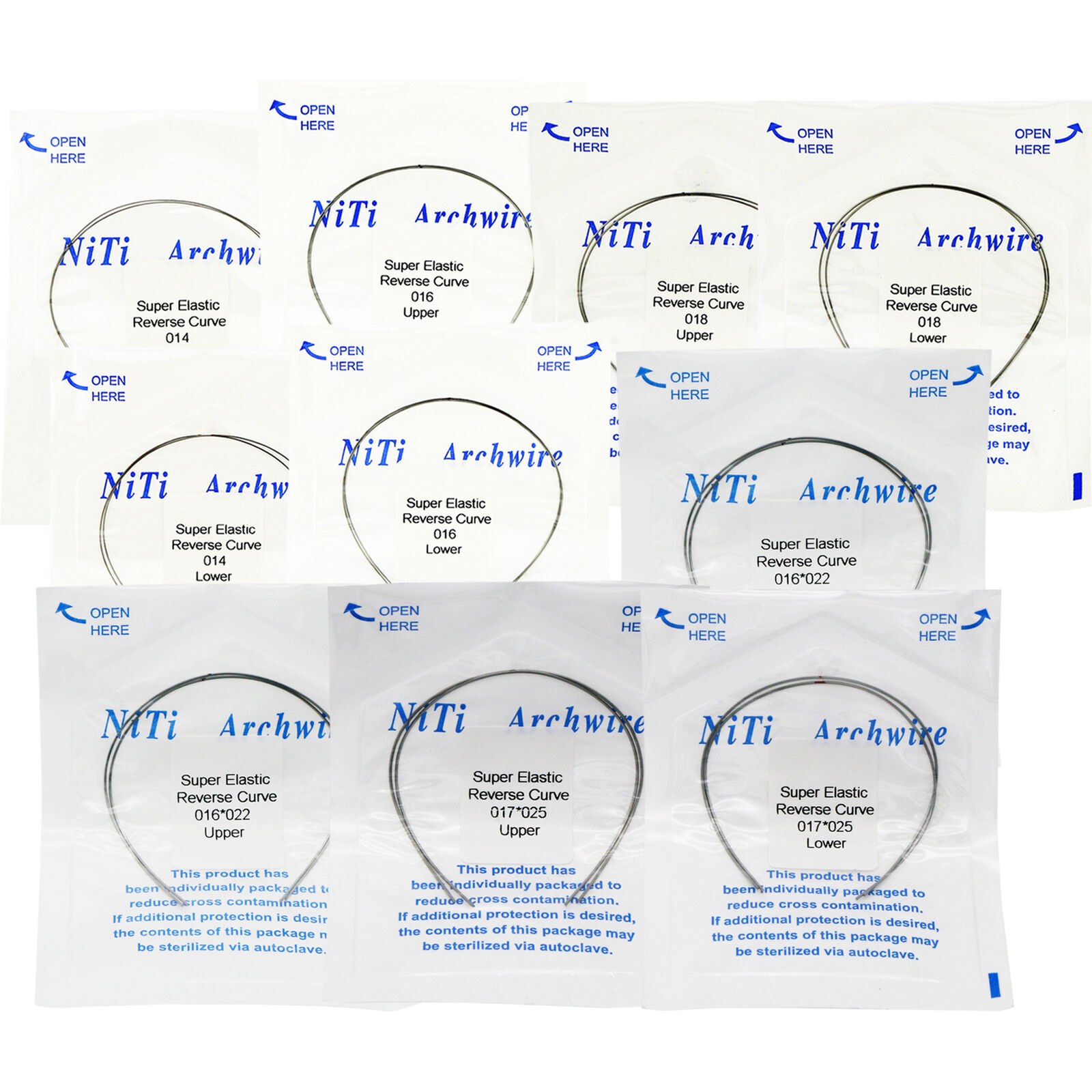 1 Pack Dental Ortho Niti Arch Wire Reverse Curve Round/Rectangular Upper/Lower