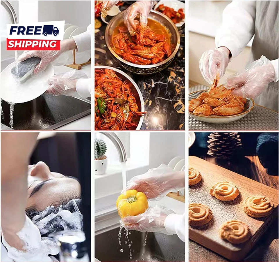 500 Count Disposable Poly Plastic Gloves for Cooking, Food Prep and Food Service