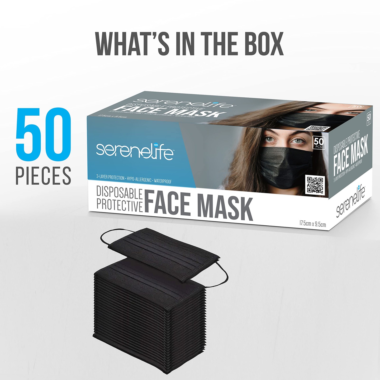 Black 3 Layer Disposable Face Masks Adjustable Ear Loops For Adults And Kids