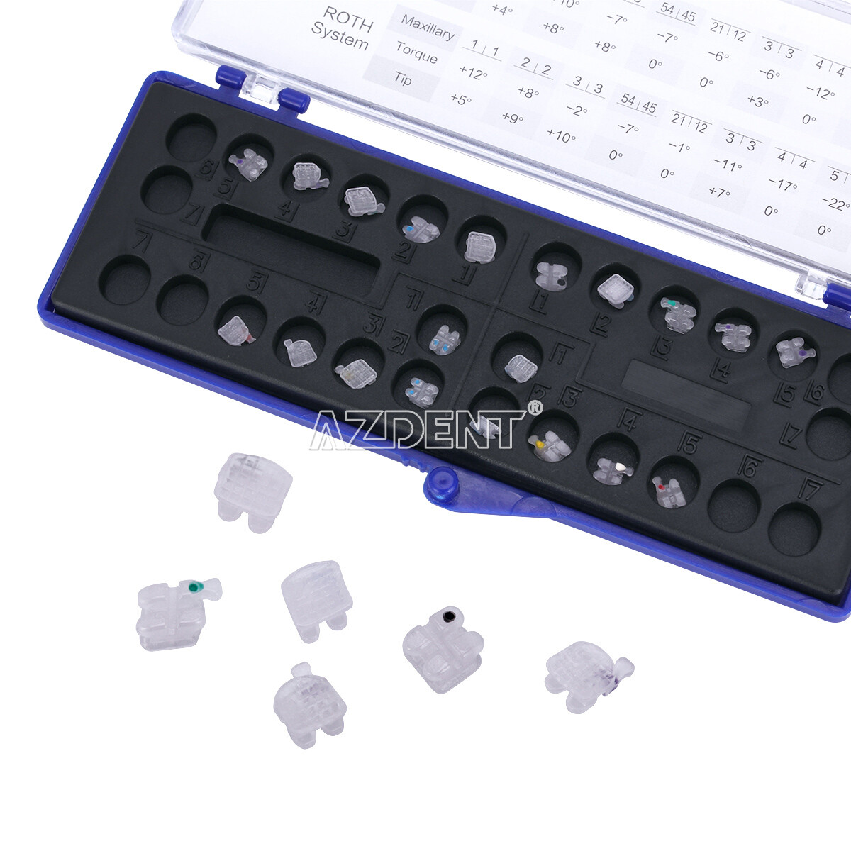 UPS AZDENT Dental Orthodontic Ceramic Brackets Braces Roth 0.022 3-4-5 Hooks