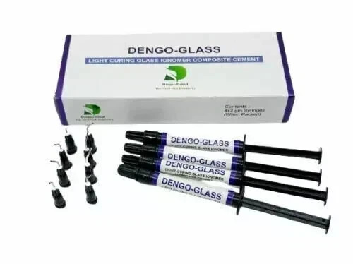 Dengen Dental Dengo-Glass Light Curing Glass Ionomer (4 x 2gm) free shipping