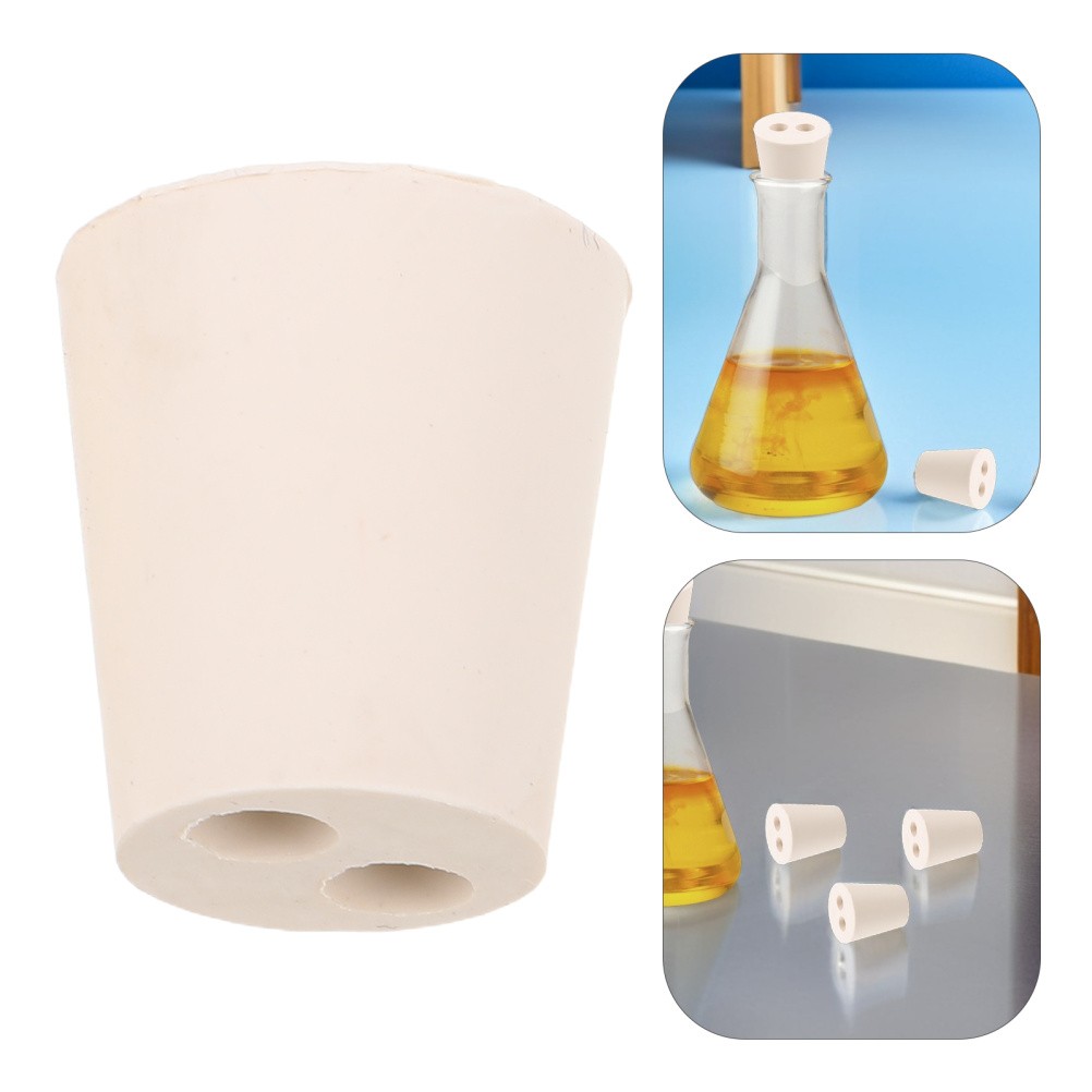 10 Pcs Rubber Experimental Stopper Bungs Stoppers Flask with Hole Cork