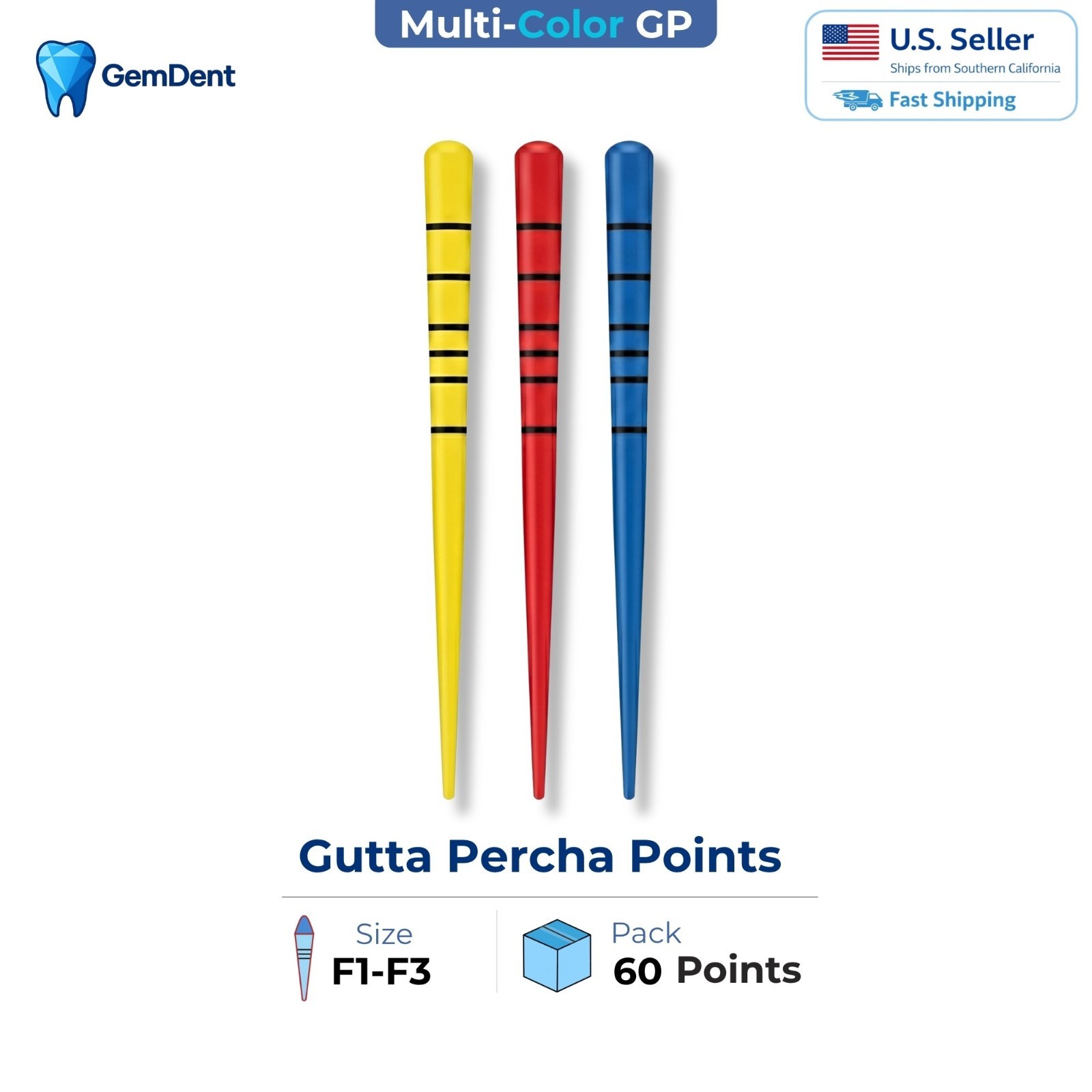 GemDent Gutta Percha Points Protaper F1 F2 F3 Standard & Color-Coded Endodontic