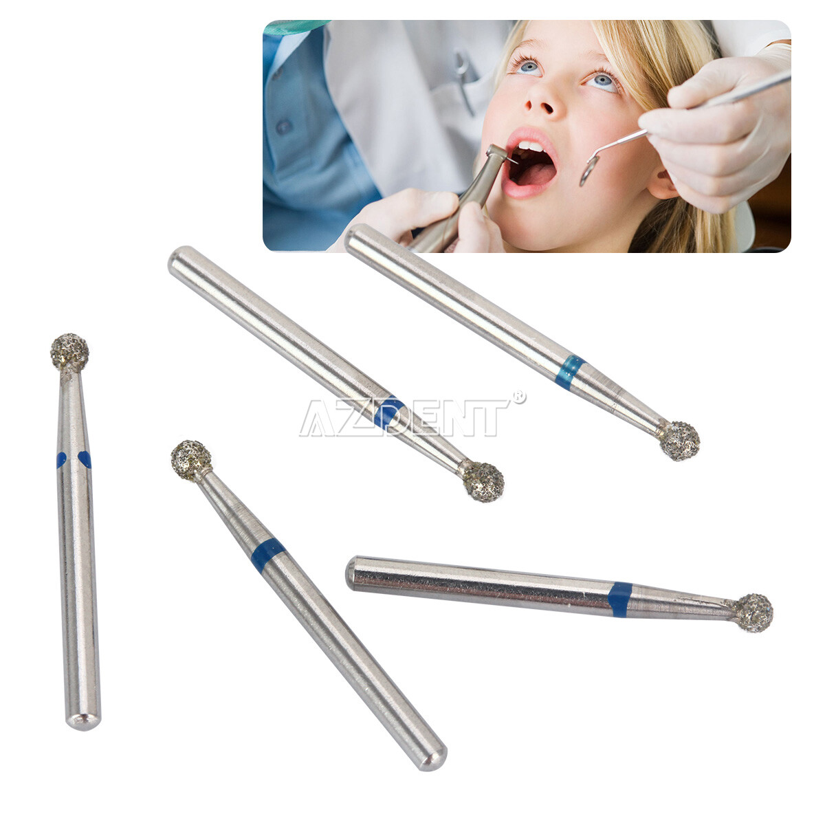 AZDENT Dental Diamond Burs Drill FG For High Speed Handpiece 100 Types 5pc/set
