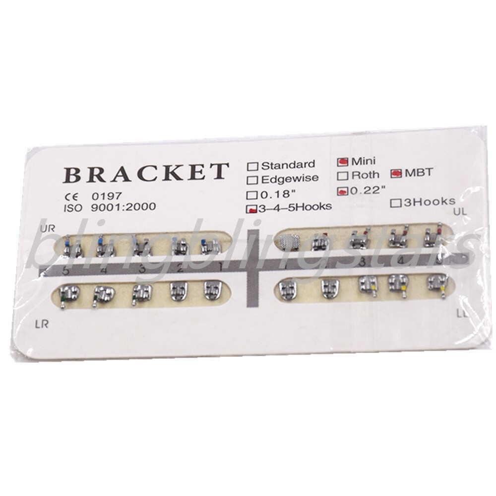 20 Pcs/Set Orthodontic Dental Metal Brackets Braces 022″ Mini MBT 3-4-5 Hooks