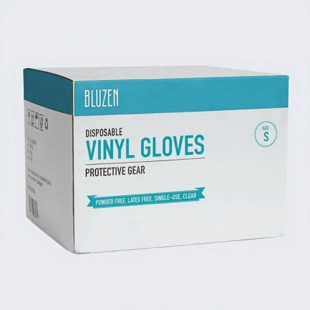 BLUZEN Vinyl Gloves Small Clear Powder-Free Latex-Free 1000/Box