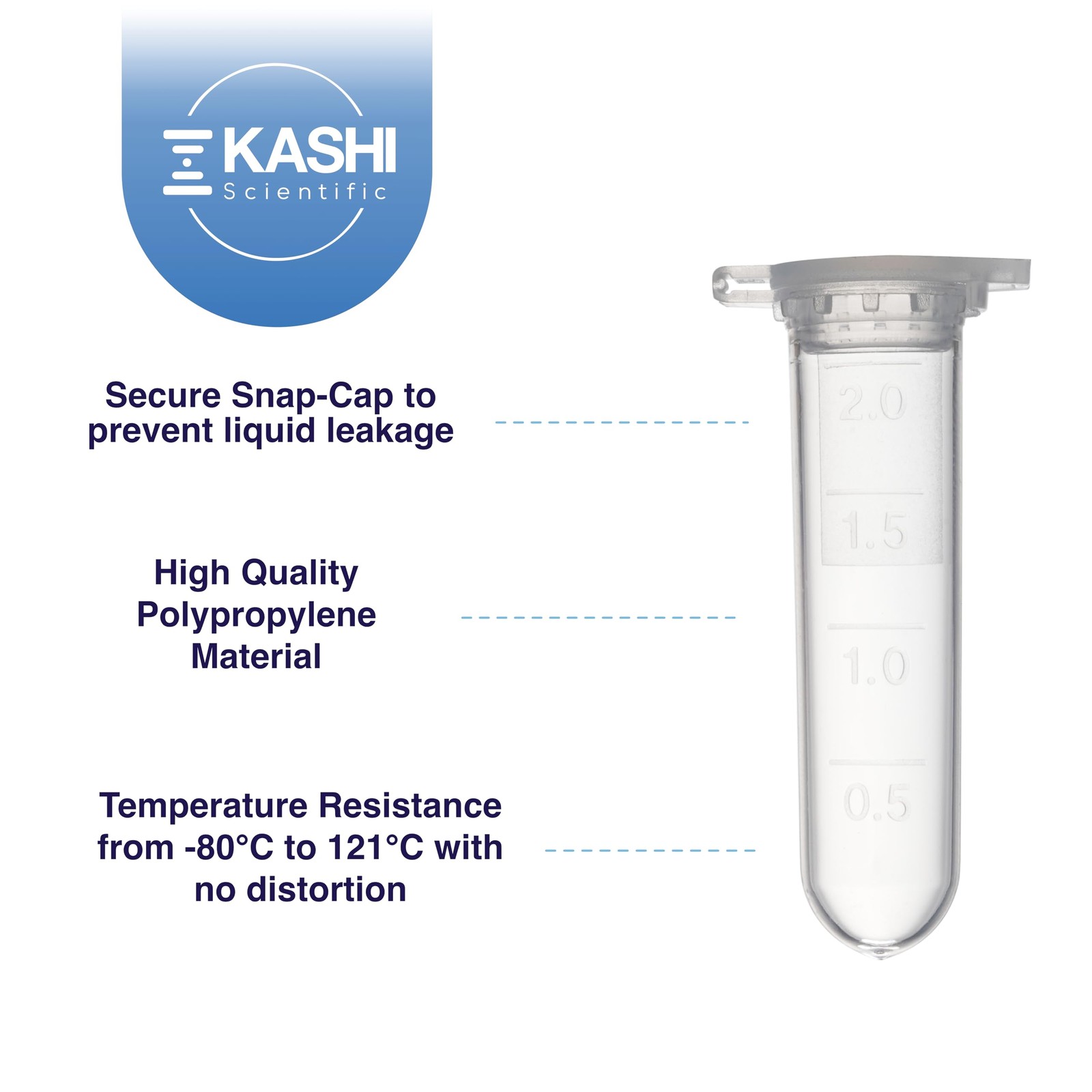 1000 PCS 2ml Clear Snap Cap Microcentrifuge Tube Graduated Lab Polypropylene